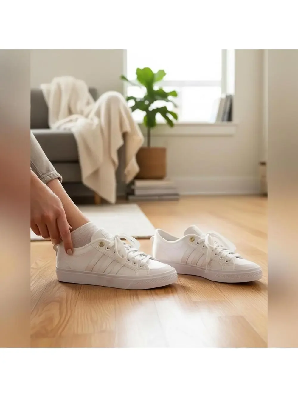 Adidas Vintage White satin sneakers, patent stripes and embroidery NWOT US 8.5